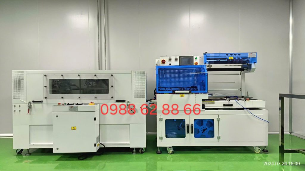 Máy đóng gói màng co POF tự động, hoạt động ổn định, phù hợp đóng gói sản phẩm công nghiệp và thực phẩm.